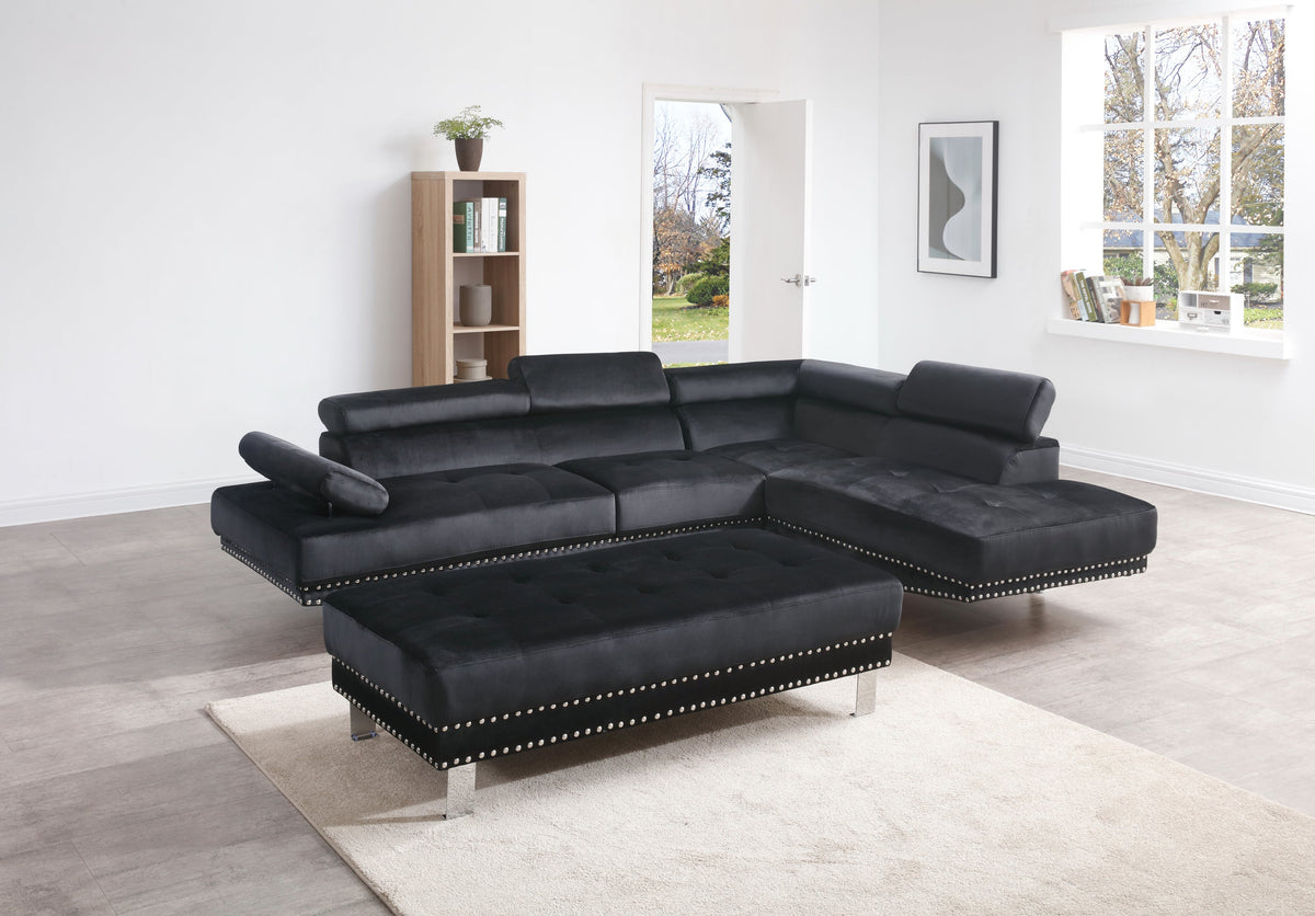 Black Sectional Sofa N713