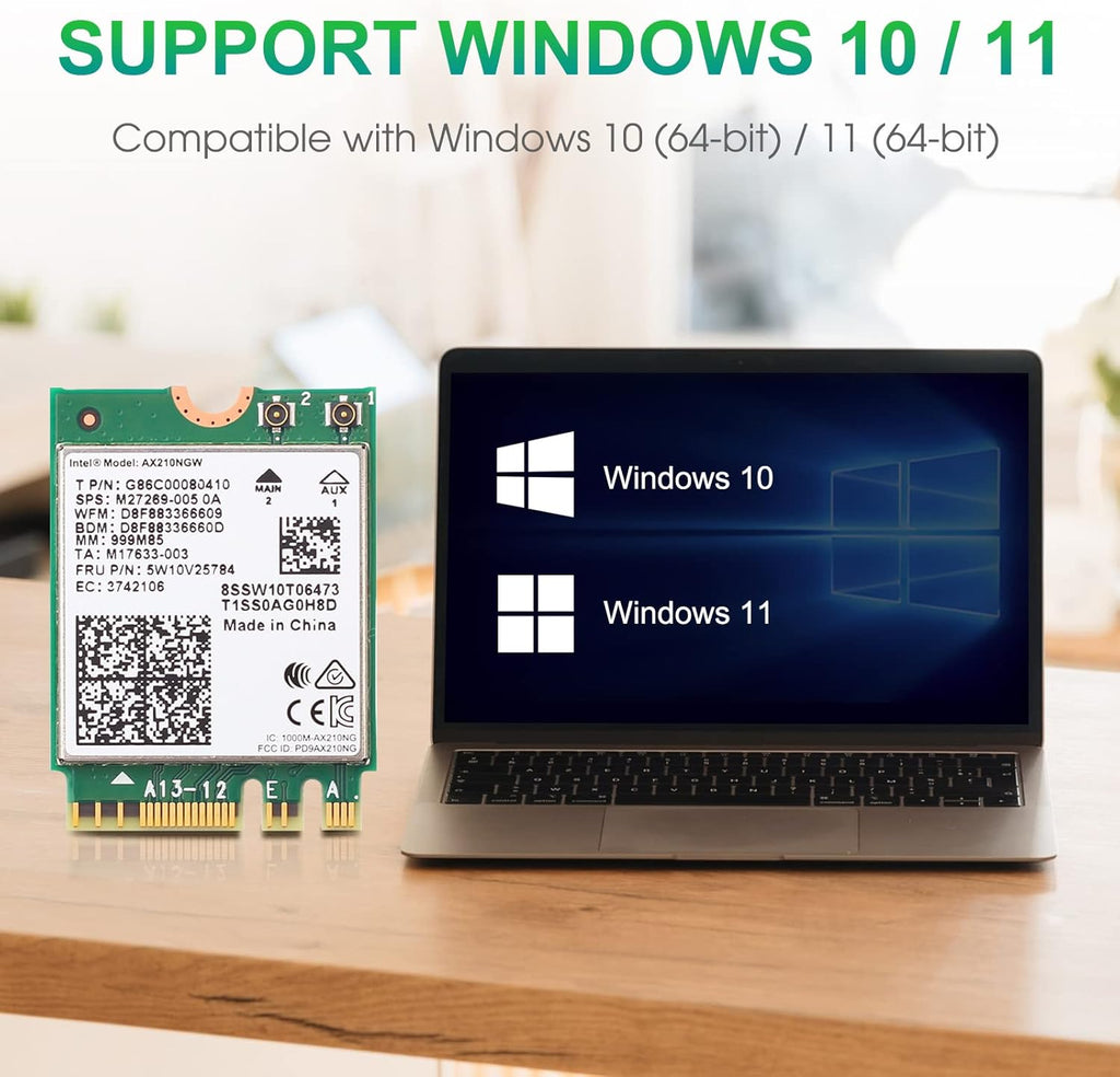 WiFi 6E Card AX210 Bluetooth 5.2 Tri-Band 5400Mbps Wireless Module for Laptop Z34358