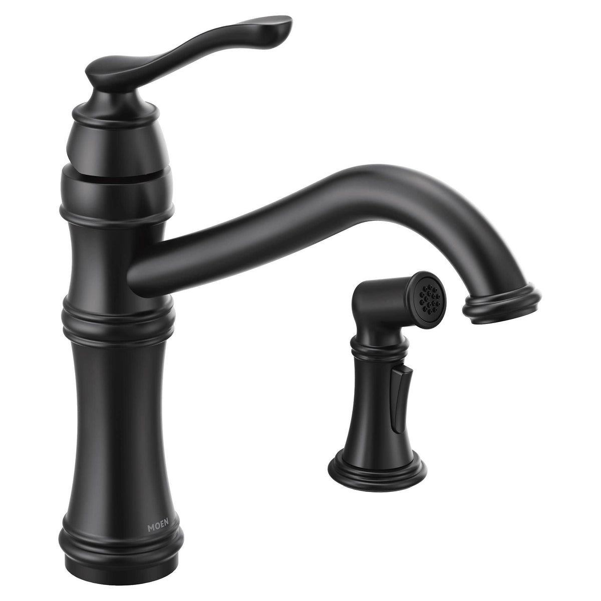 Matte Black High-Arc Single Handle Kitchen Faucet with Side X9777