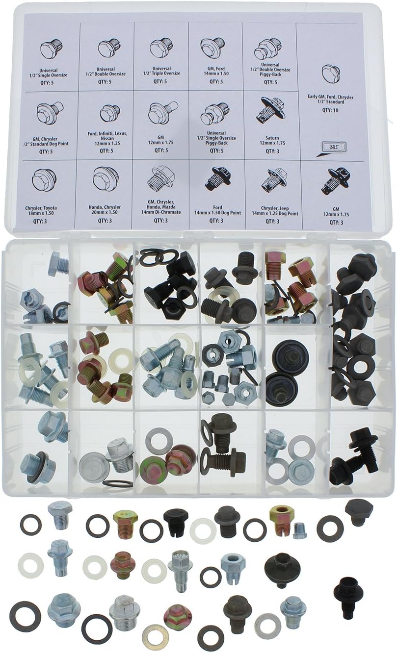 76pc SAE & Metric Drain Plugs & Washer Gasket Set Y155691