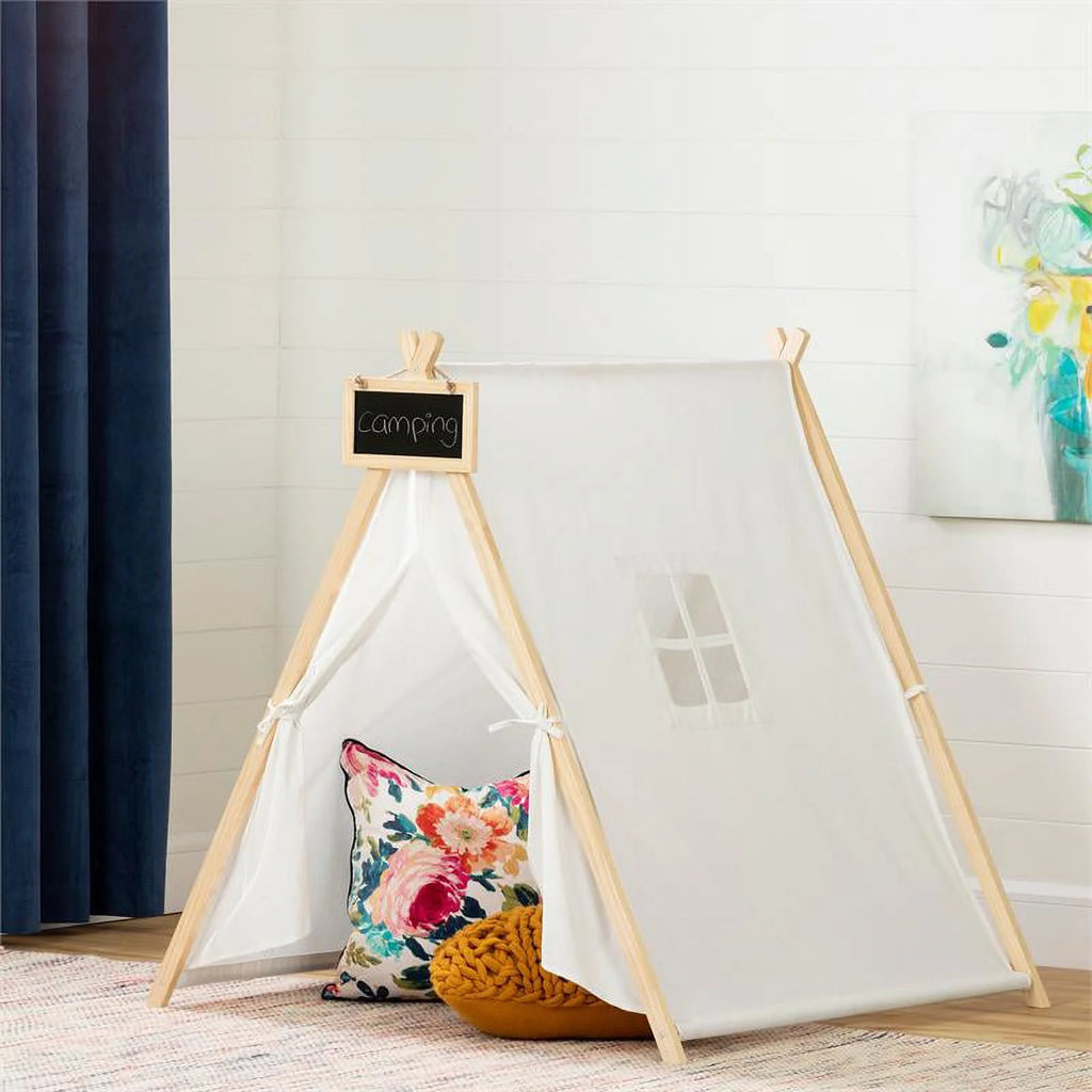 2-Piece Set with White House Bed and Play Tent with Chalkboard D8831