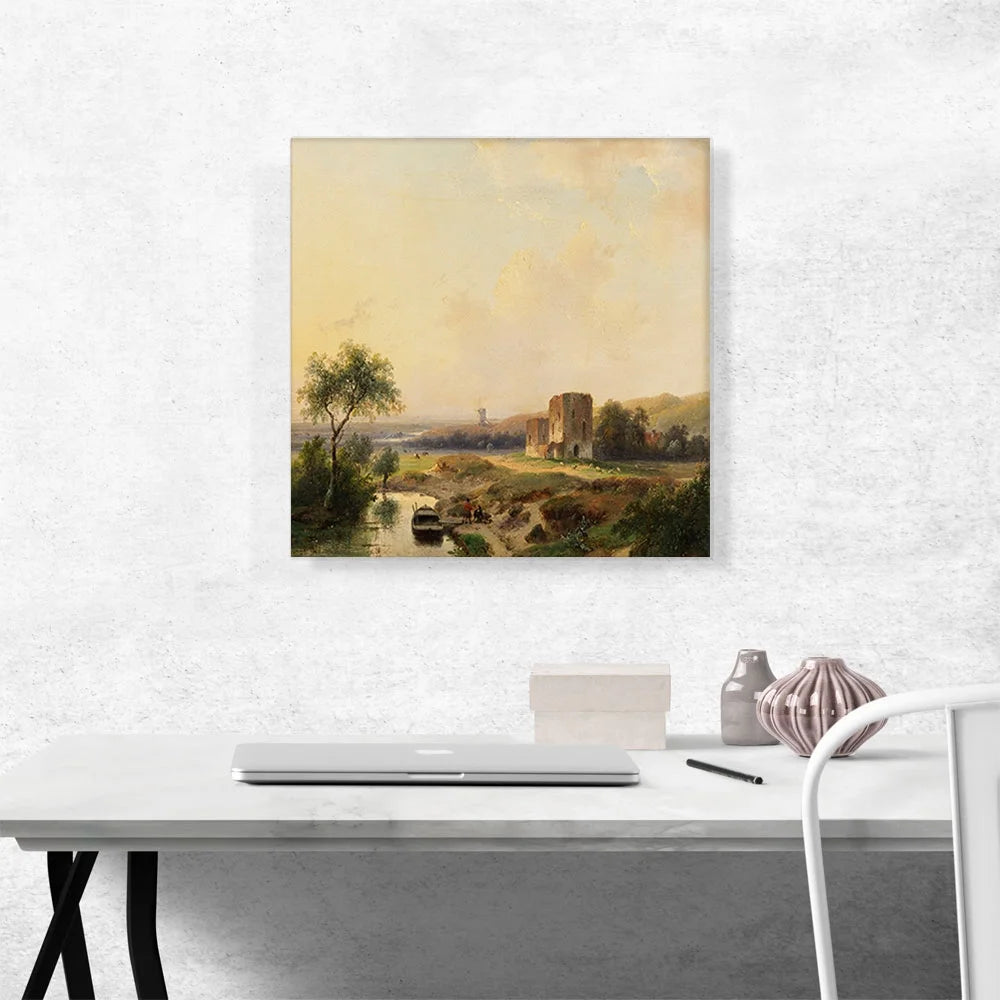Canvas Art Print by Andreas Schelfhout - Size: 18" x 18" (0.75" Deep) A3175
