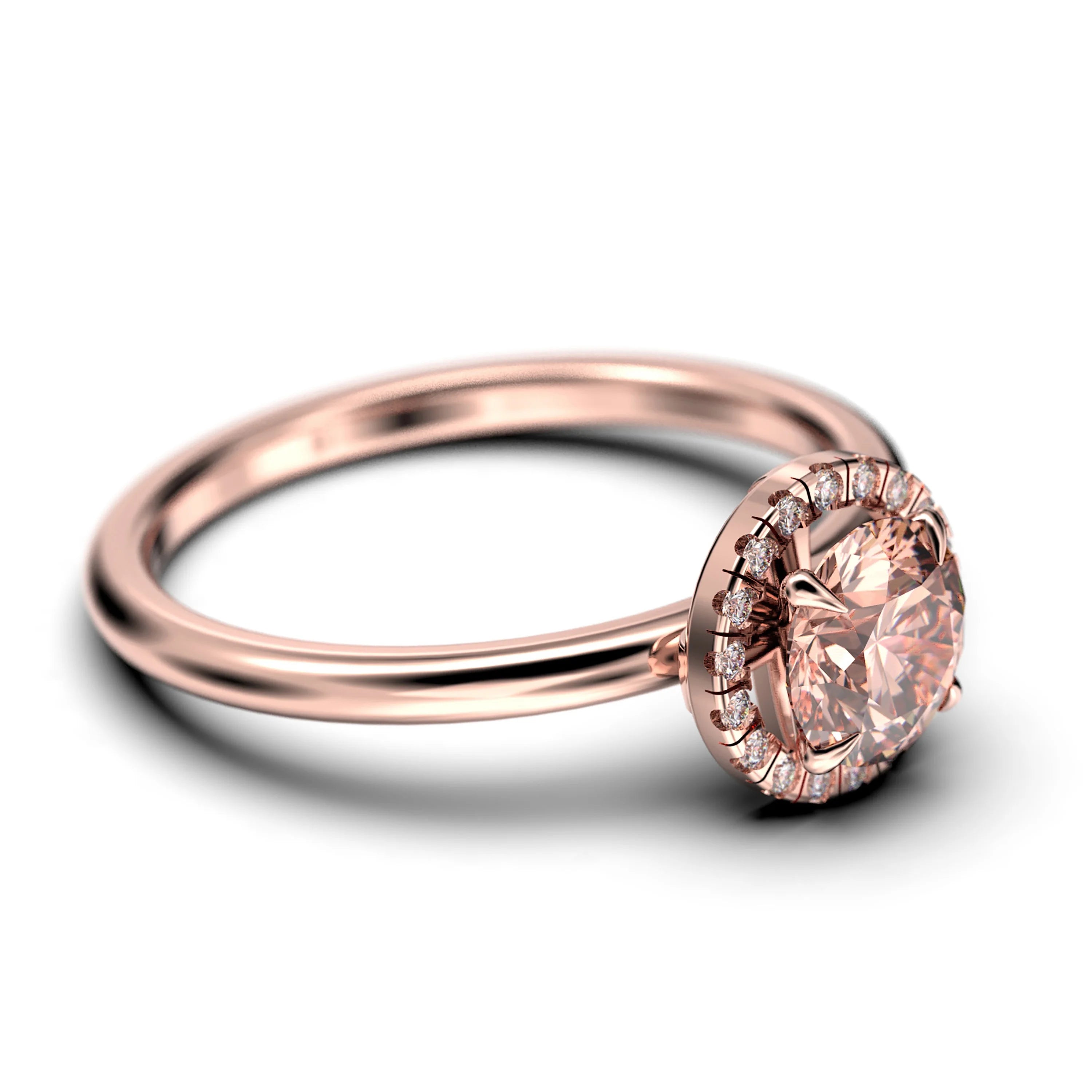 1.25 Carat Round Cut Morganite And Diamond Moissanite Engagement Ring in 925 Sterling Silver With 18k Rose Gold Plating X4553
