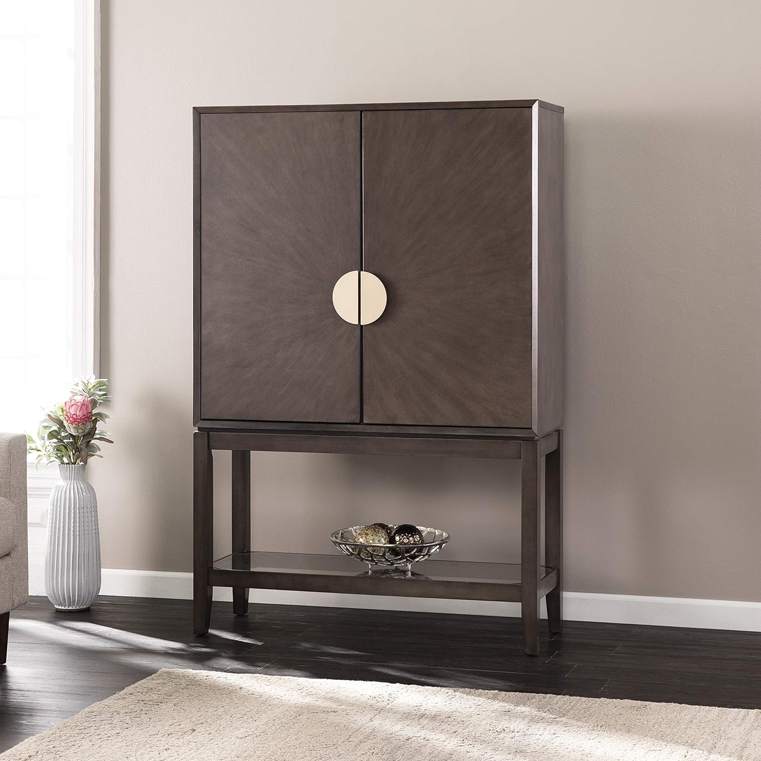 Gray Storage Hutch Bar Cabinet U366732