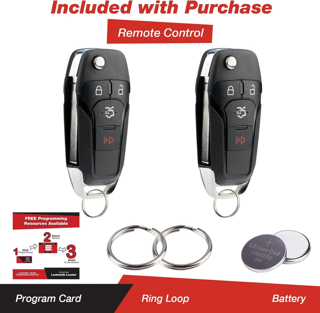 Keyless Entry Car Remote Uncut Ignition Flip Key Fob (Pack of 2) R815