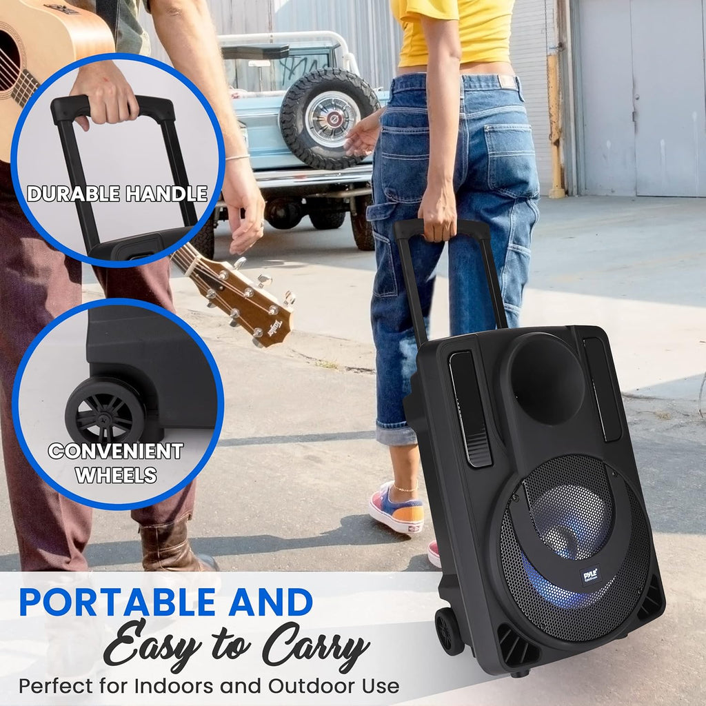 12’’ Portable PA Speaker System with Two Wireless Mic F382