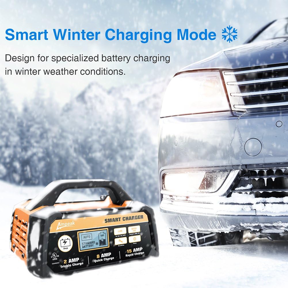 2/8/15A 12V Smart Battery Charger/Maintainer with Winter Mode Pack of 2 B664352