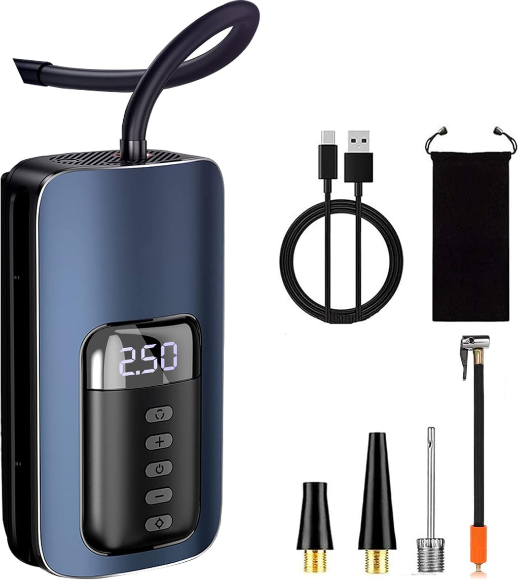 Blue 12V DC Cordless Tire Inflator with LED Flashlight J5219