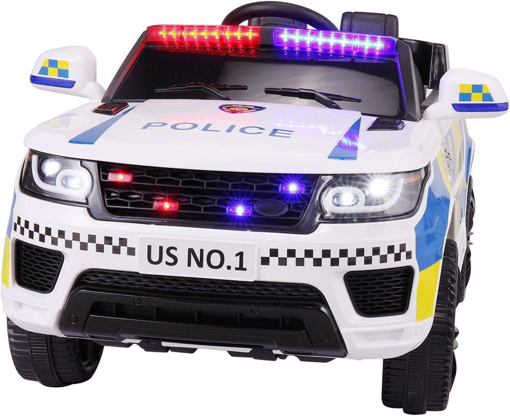 Black 12V Kids Ride On Police Car with Remote Control H6063