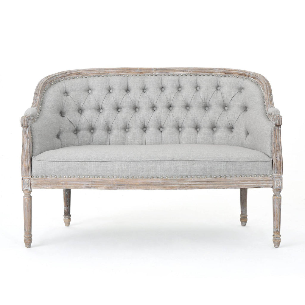 Tufted Loveseat Light Gray U88370
