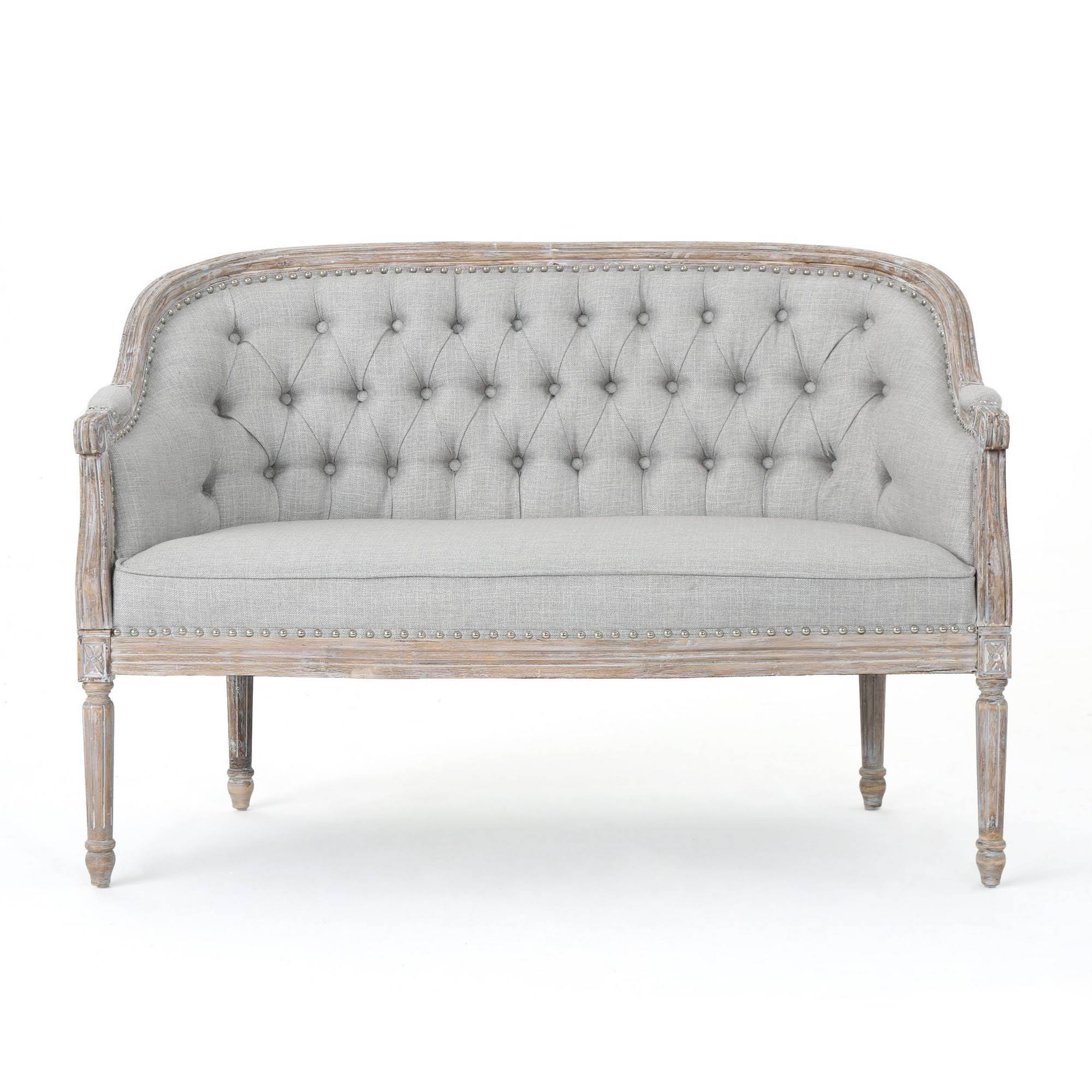 Tufted Loveseat Light Gray U88370