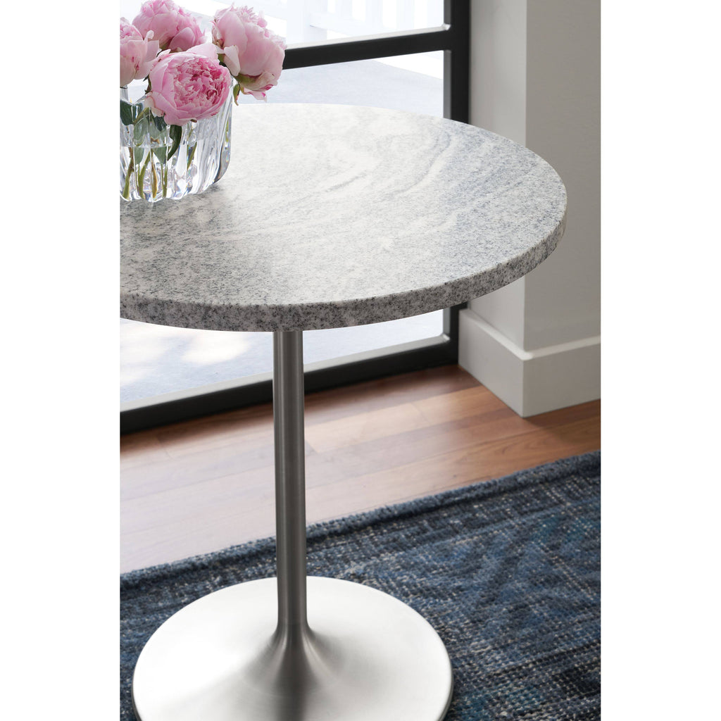 White Quartz Round End Table O256583