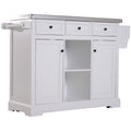 White Rolling Kitchen Island Cart with Wheels V876497