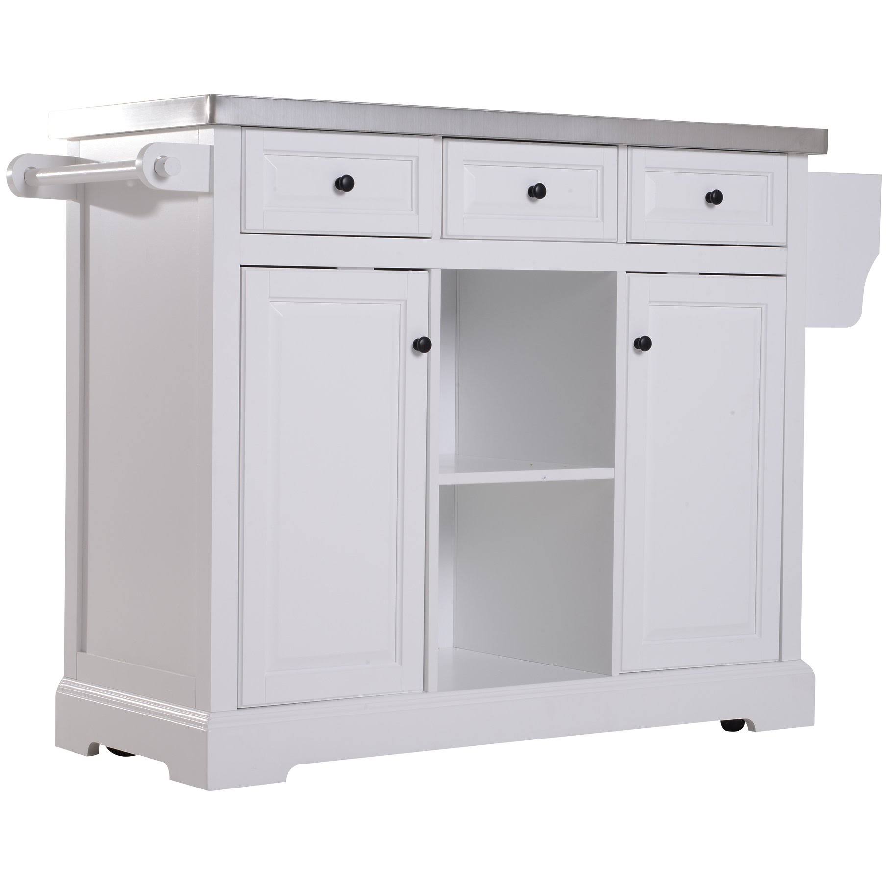 White Rolling Kitchen Island Cart with Wheels V876497