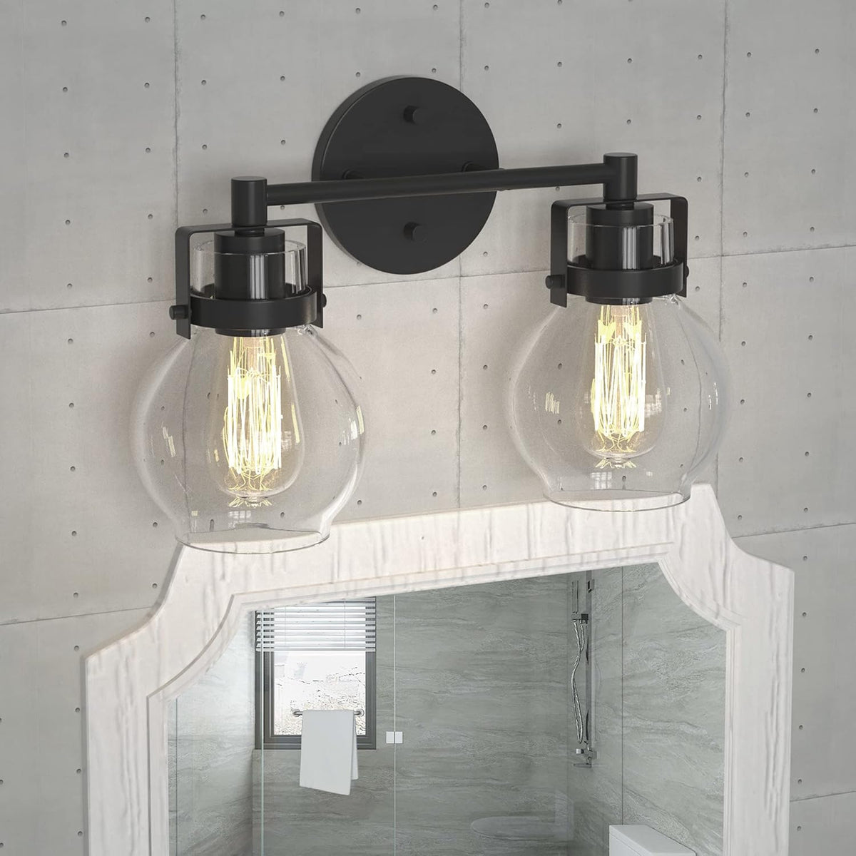 2 Light Black Metal Wall Sconce Lamp Fixture P6061