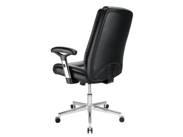 Bonded Leather Mid-Back Manager Chair, Black/Silver V3875