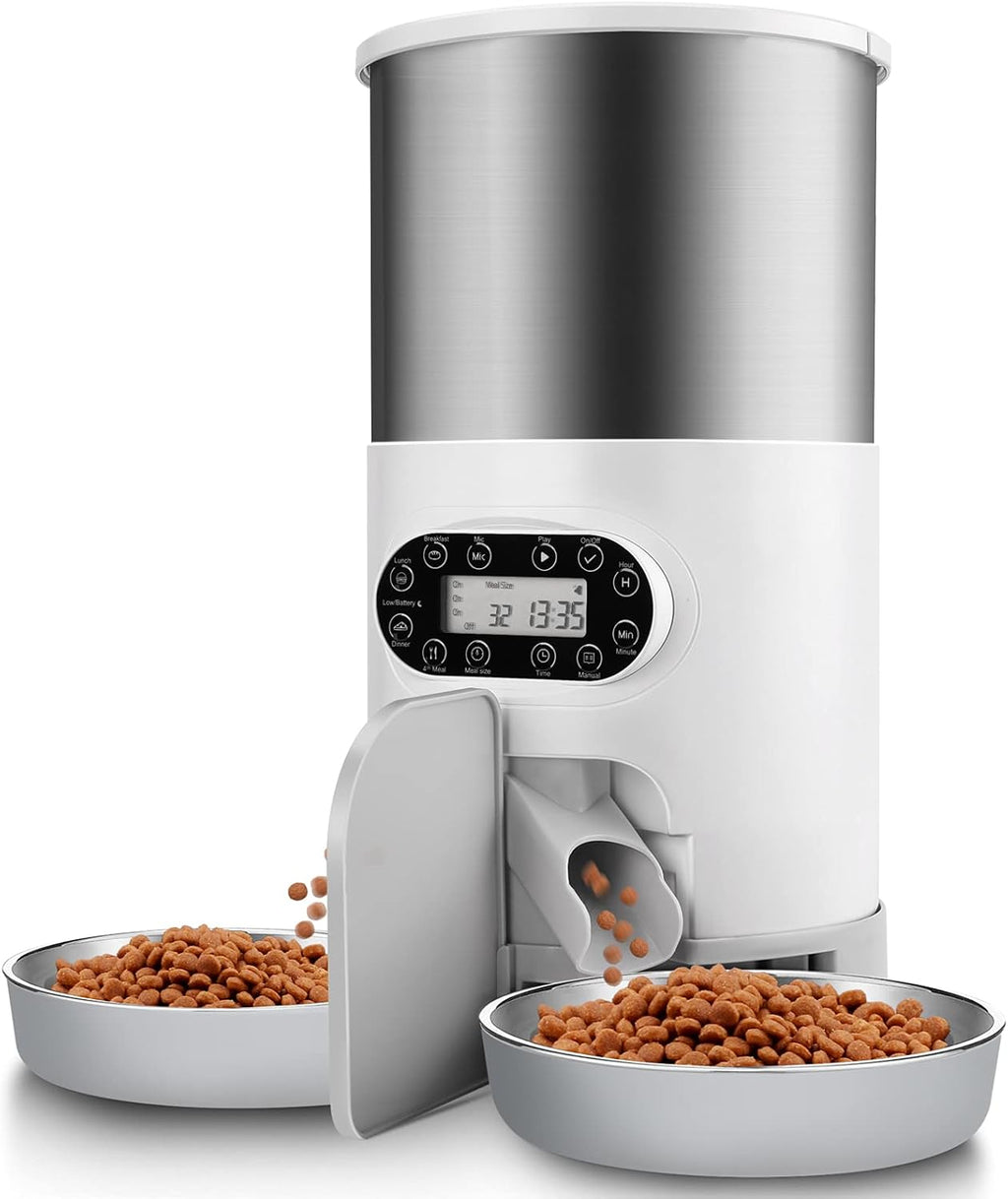 Automatic Cat Feeder with 2-Way Splitter, 4.5L, 304 Stainless Steel T113425