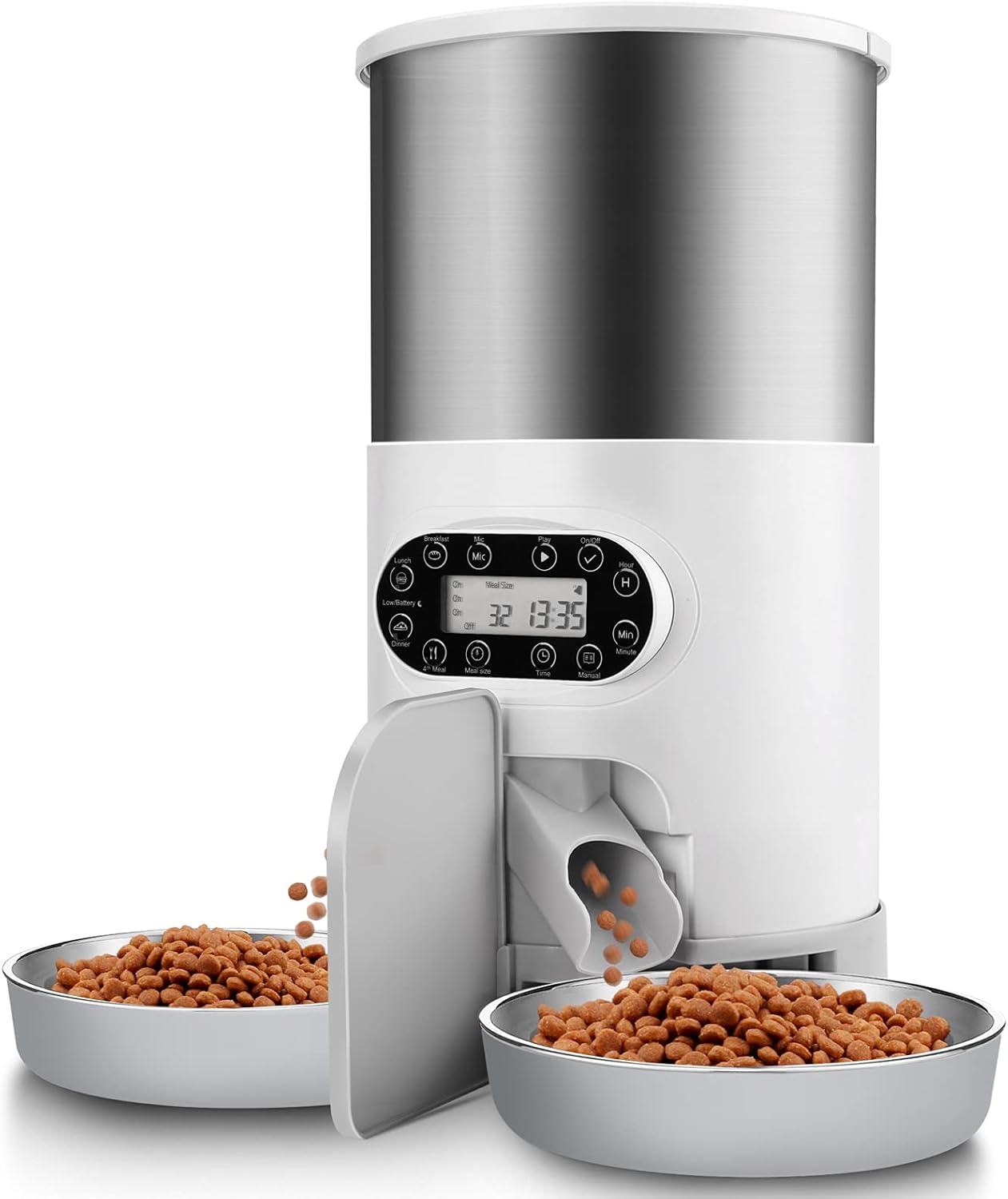 Automatic Cat Feeder with 2-Way Splitter, 4.5L, 304 Stainless Steel T113425