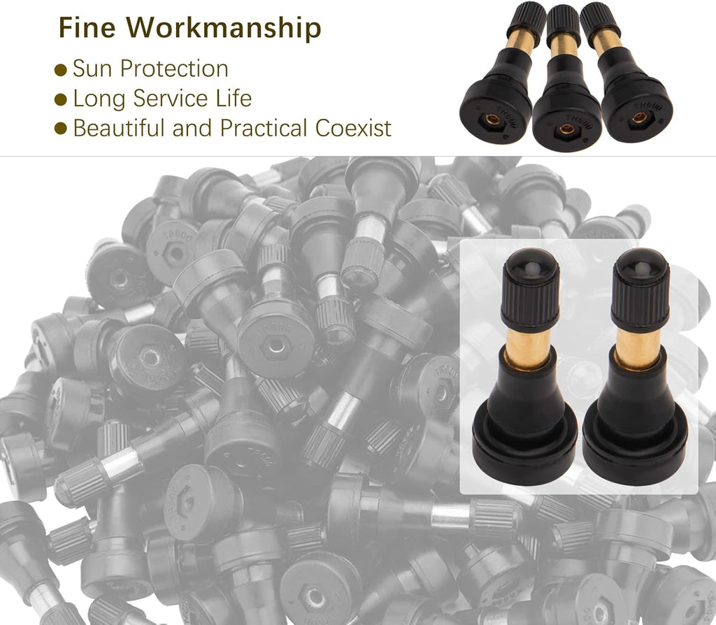 High Pressure Brass Rubber Snap-in Tire Valve Stem (100 Pack) G426986