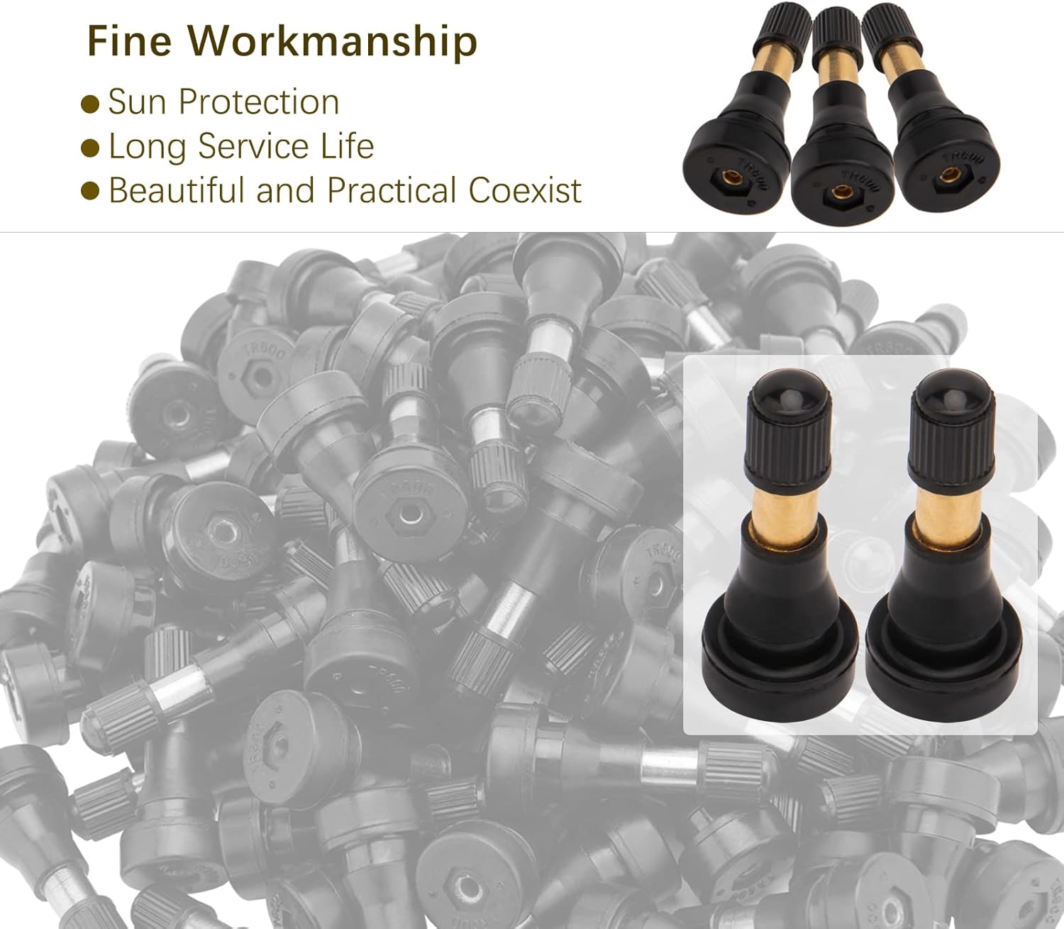 High Pressure Brass Rubber Snap-in Tire Valve Stem (100 Pack) G426986