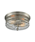 Satin Nickel 2 Light Flush Mount with Seedy Glass B376146
