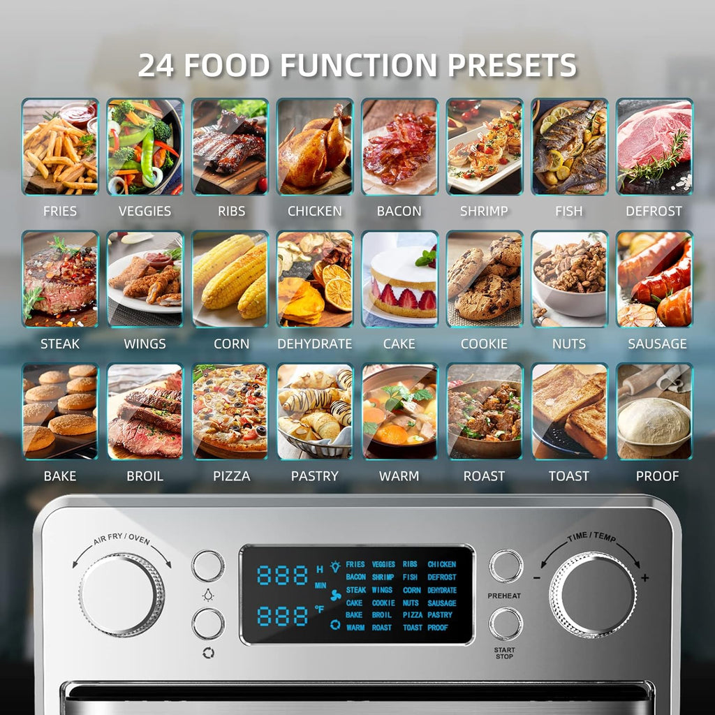 24-in-1 Air Fryer Toaster Oven Combo, 16 QT, Stainless Steel, Silver, 1700W U791996