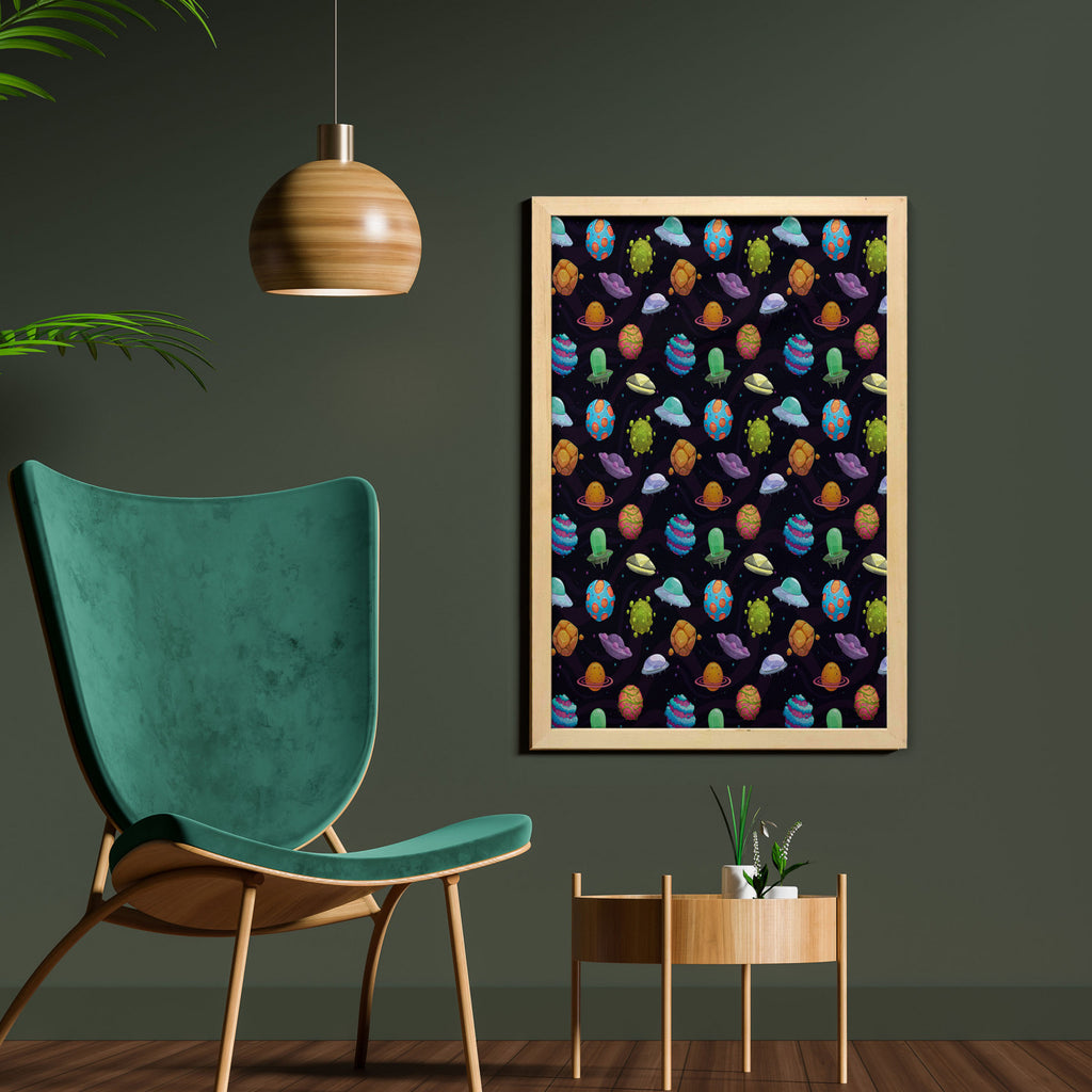 23" x 35" Multicolor Printed Fabric Space Wall Art with Frame P792