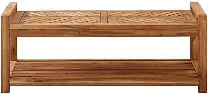 Brown Acacia Wood Patio Storage Bench O533770