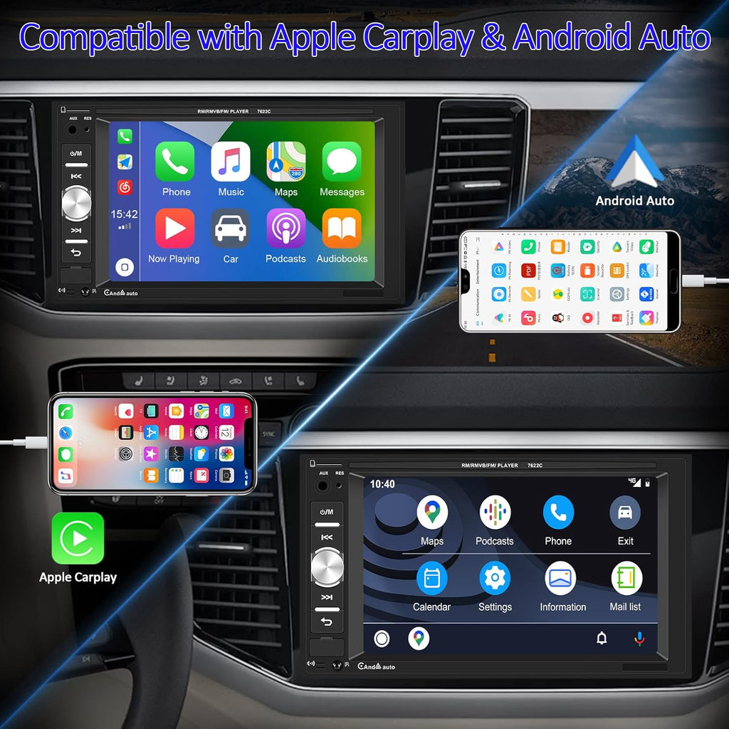 6.2" HD Touch Screen Double Din Car Stereo with Bluetooth U721027
