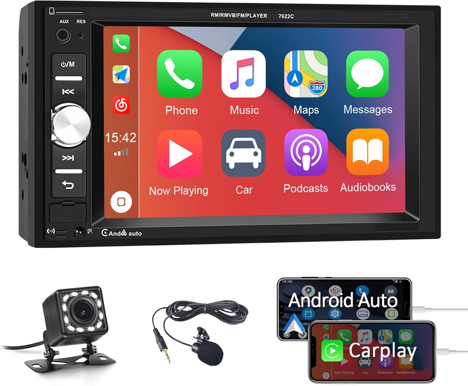 6.2" HD Touch Screen Double Din Car Stereo with Bluetooth U721027