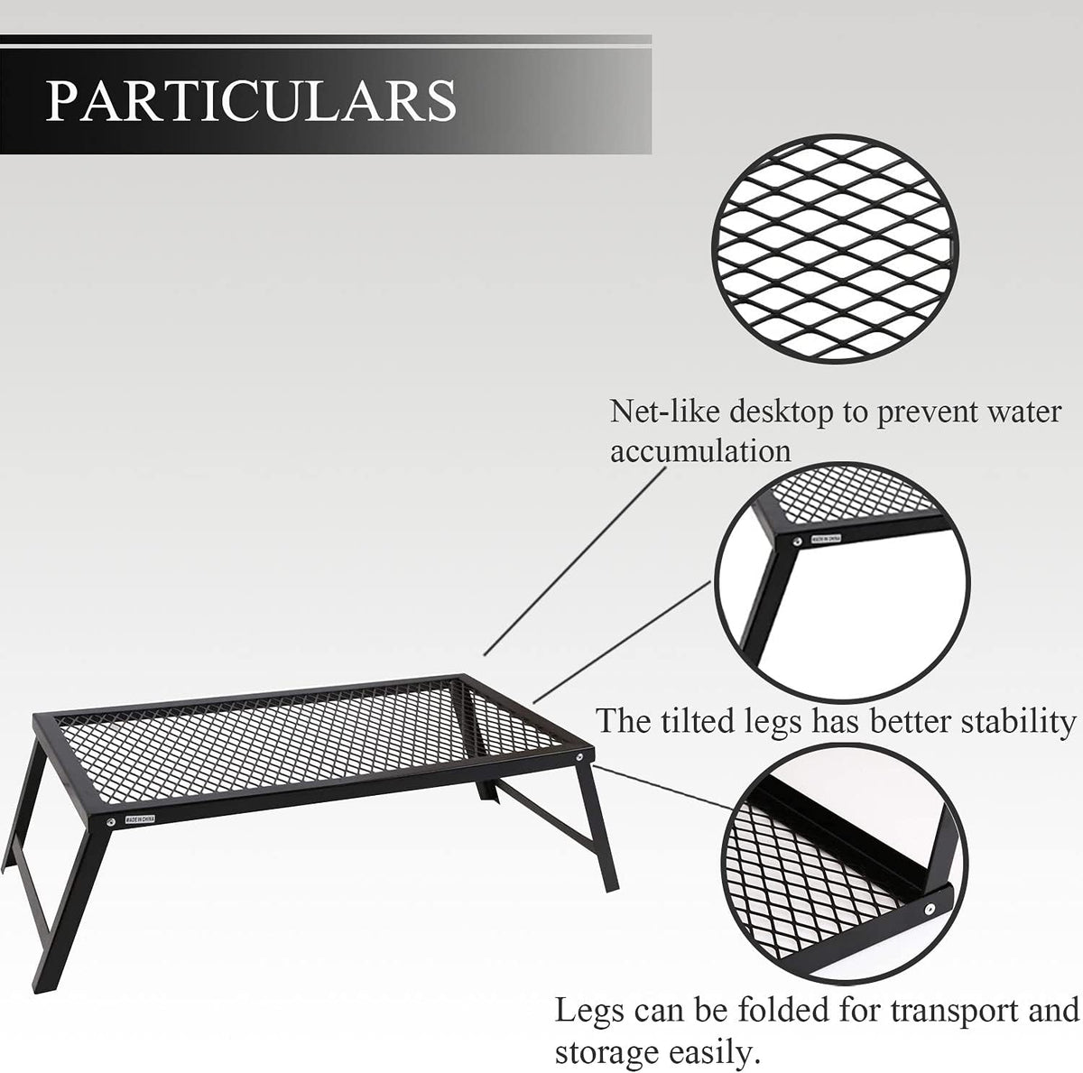 Folding Campfire Grill Heavy Duty Steel Grate O979