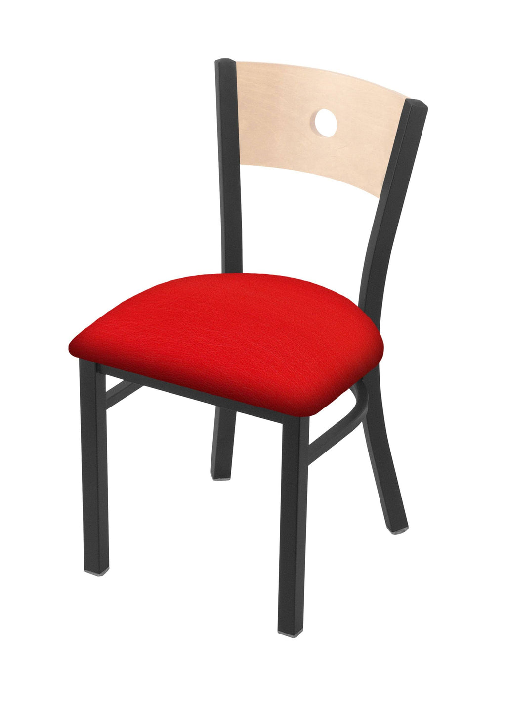 18x22 Chair with Pewter Finish, Natural BACK, and Canter Red Seat M620316