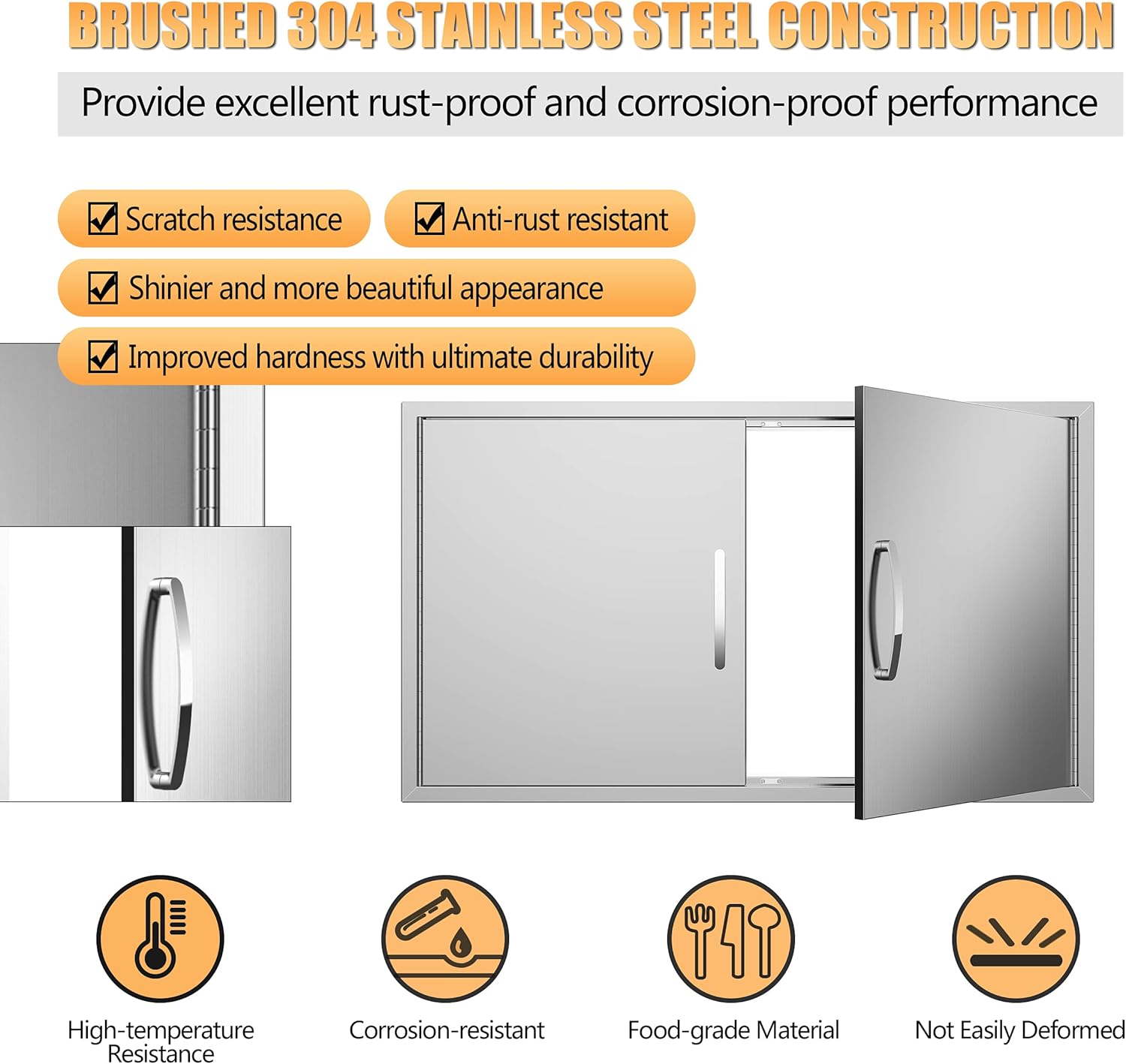 Outdoor Kitchen Doors 36W x 21H Stainless Steel Double Wall Construction Vertical Door F82403
