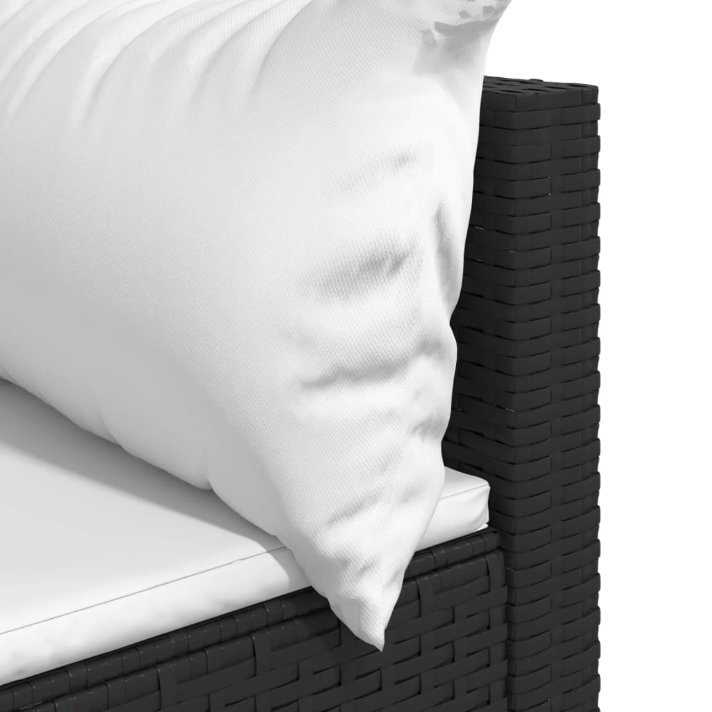 Black Poly Rattan Patio Corner Sofa with Cushions J25564