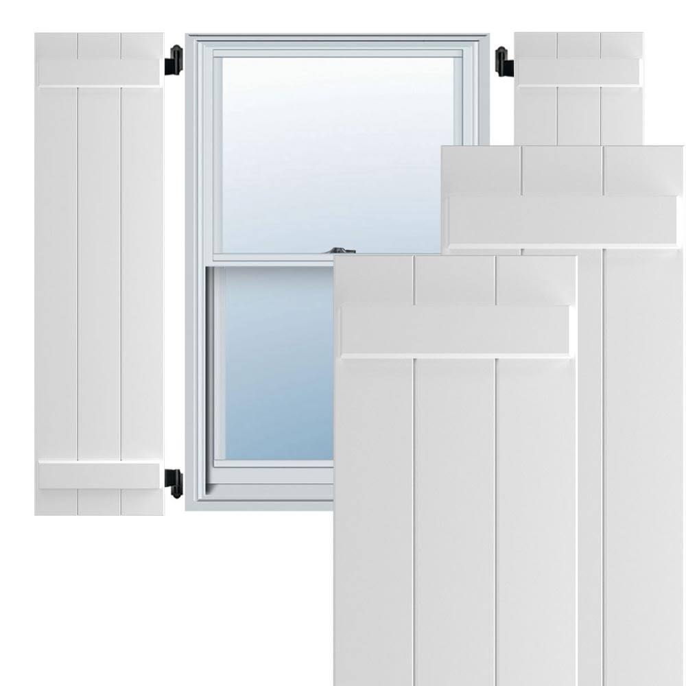 White Composite Board-n-Batten Shutters, Per Pair B351