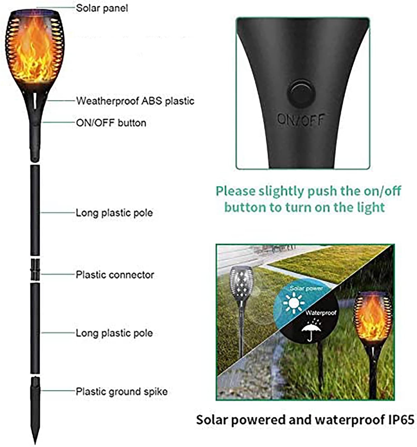 Solar Outdoor Torch Lights LED Landscape Lighting, 4 Pack S541