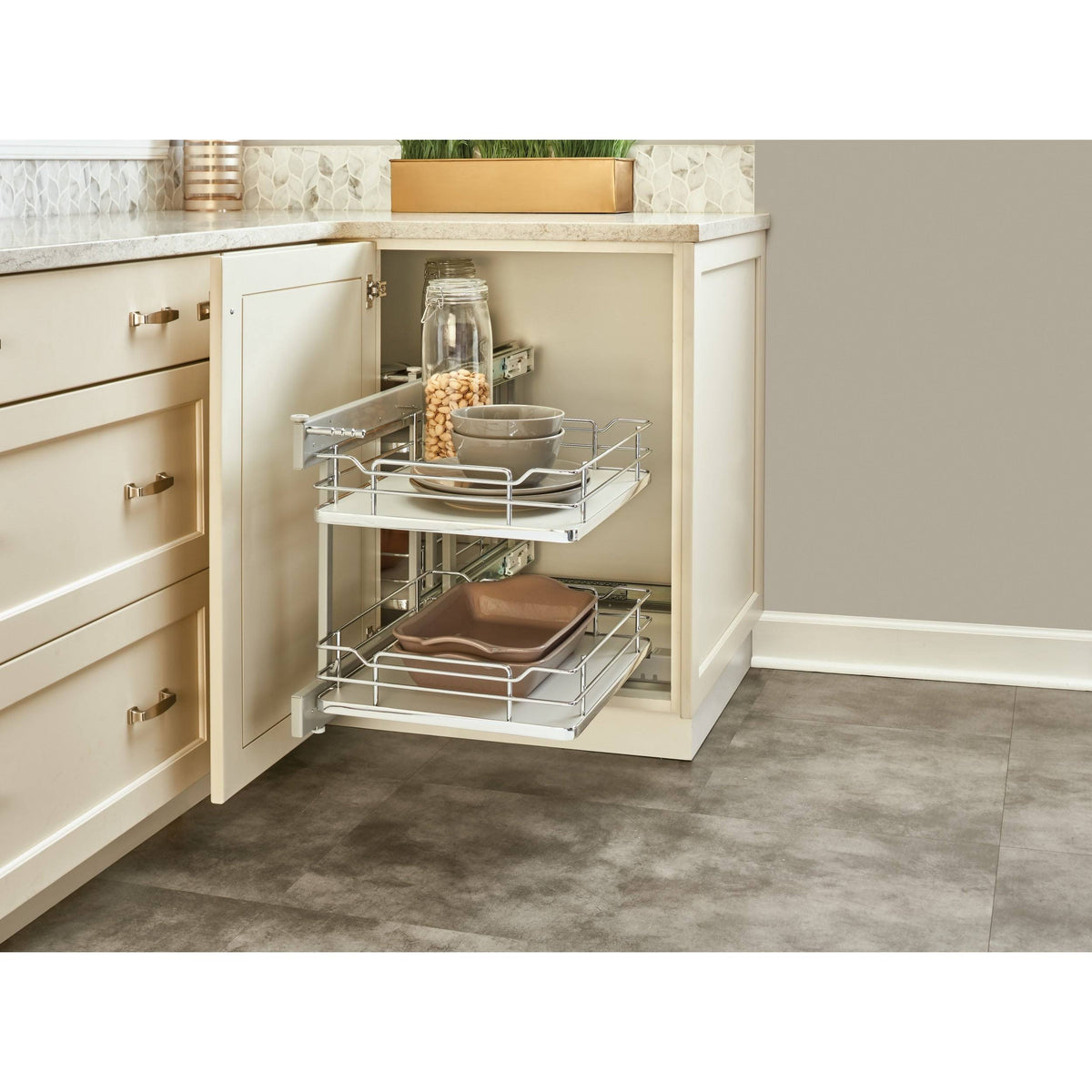 Gray Blind Corner Organizer Soft-Close X46949