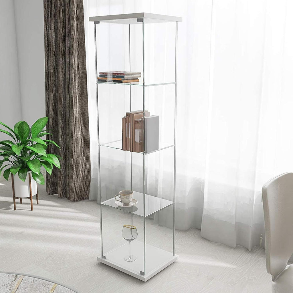 4-Shelf Glass Display Cabinet with Door U5079