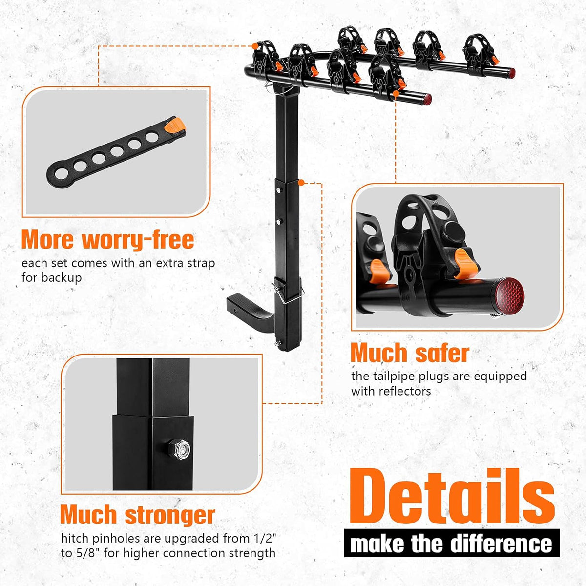 Black 2 inch Hitch Mount Double Foldable Bike Rack S824722