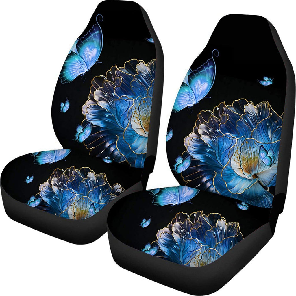 Non Slip Neoprene Front Seat Covers Set of 2 Black White Universal Size L902231