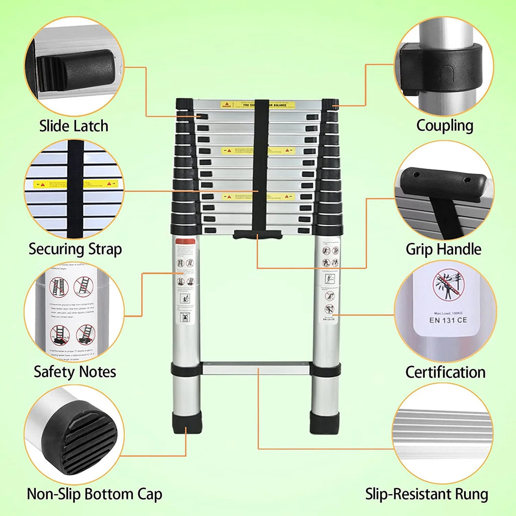 5M Heavy Duty Multi-Purpose Alu Telescopic Extendable Ladder N68806