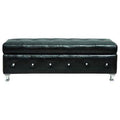 Black Synthetic Leather Storage Bench D186