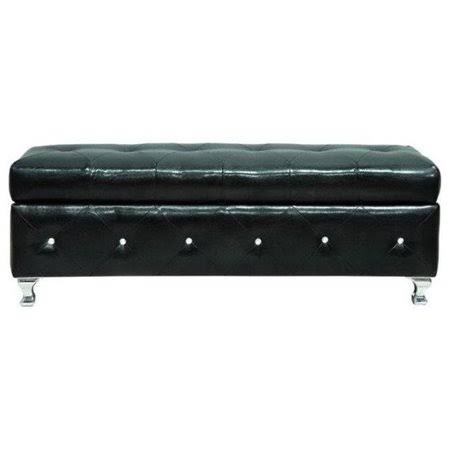 Black Synthetic Leather Storage Bench D186