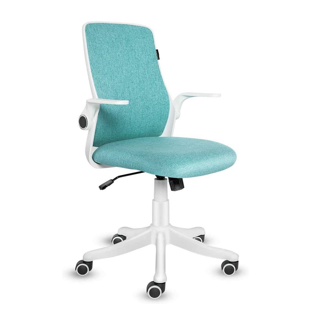 Green Fabric Office Desk Chair with Adjustable Base and Armrest Q224