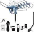 Outdoor TV Antenna with Mount Pole 4K/1080p Reception, 40feet RG6 Coaxial Cable, 360 Degree Rotation Wireless Remote, 2 TVs Function U11571