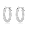 14K White Gold Diamond-Cut Hoop Earrings L139463