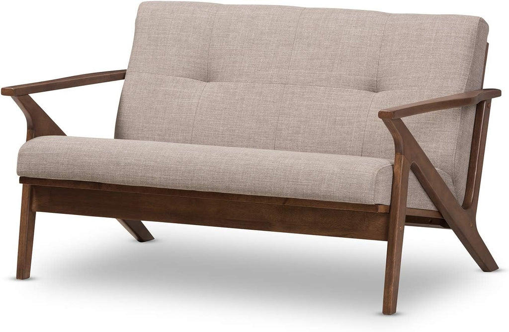 Light Grey Walnut Fabric Tufted 2-Seater Loveseat B204