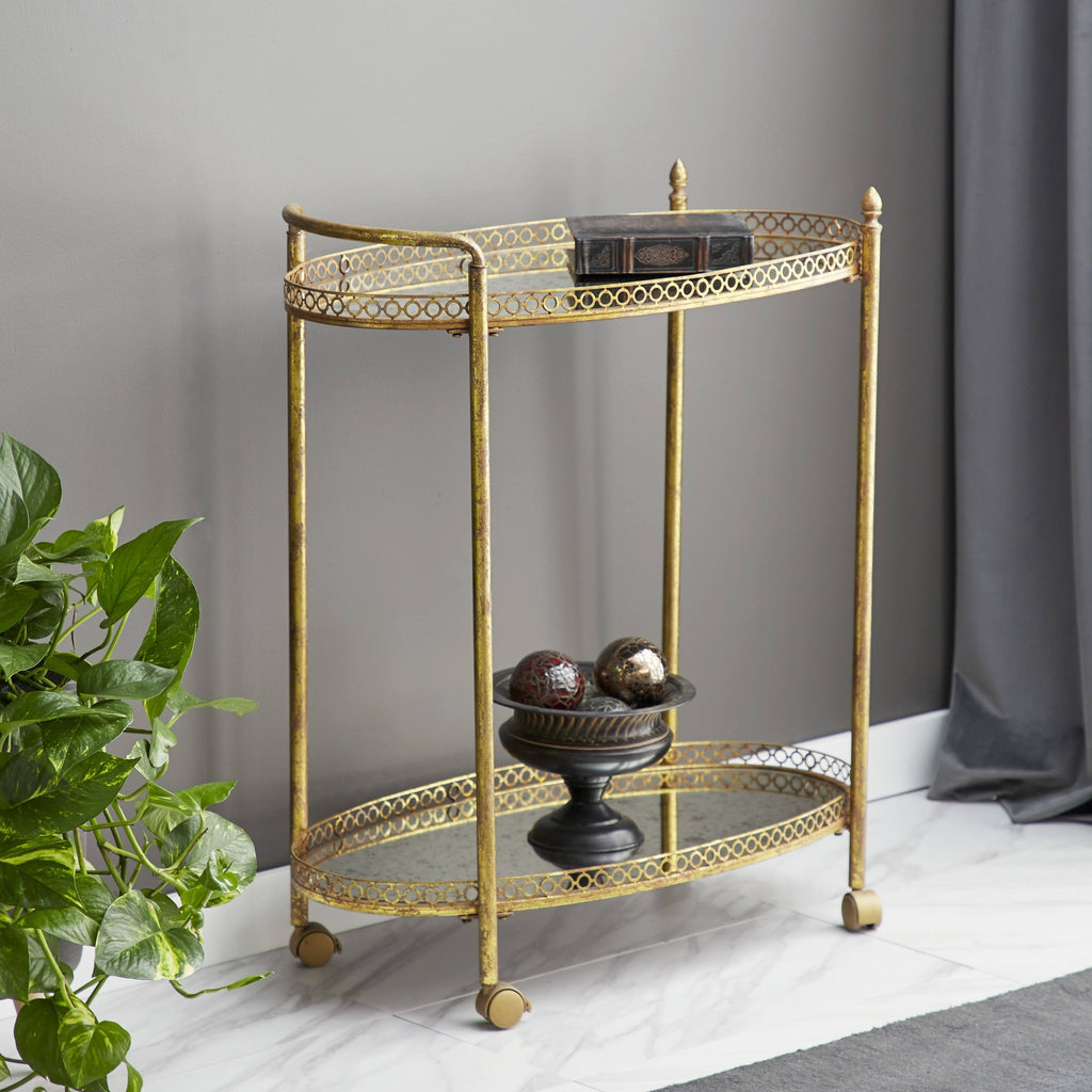 Gold Iron Traditional Bar Cart Q355833