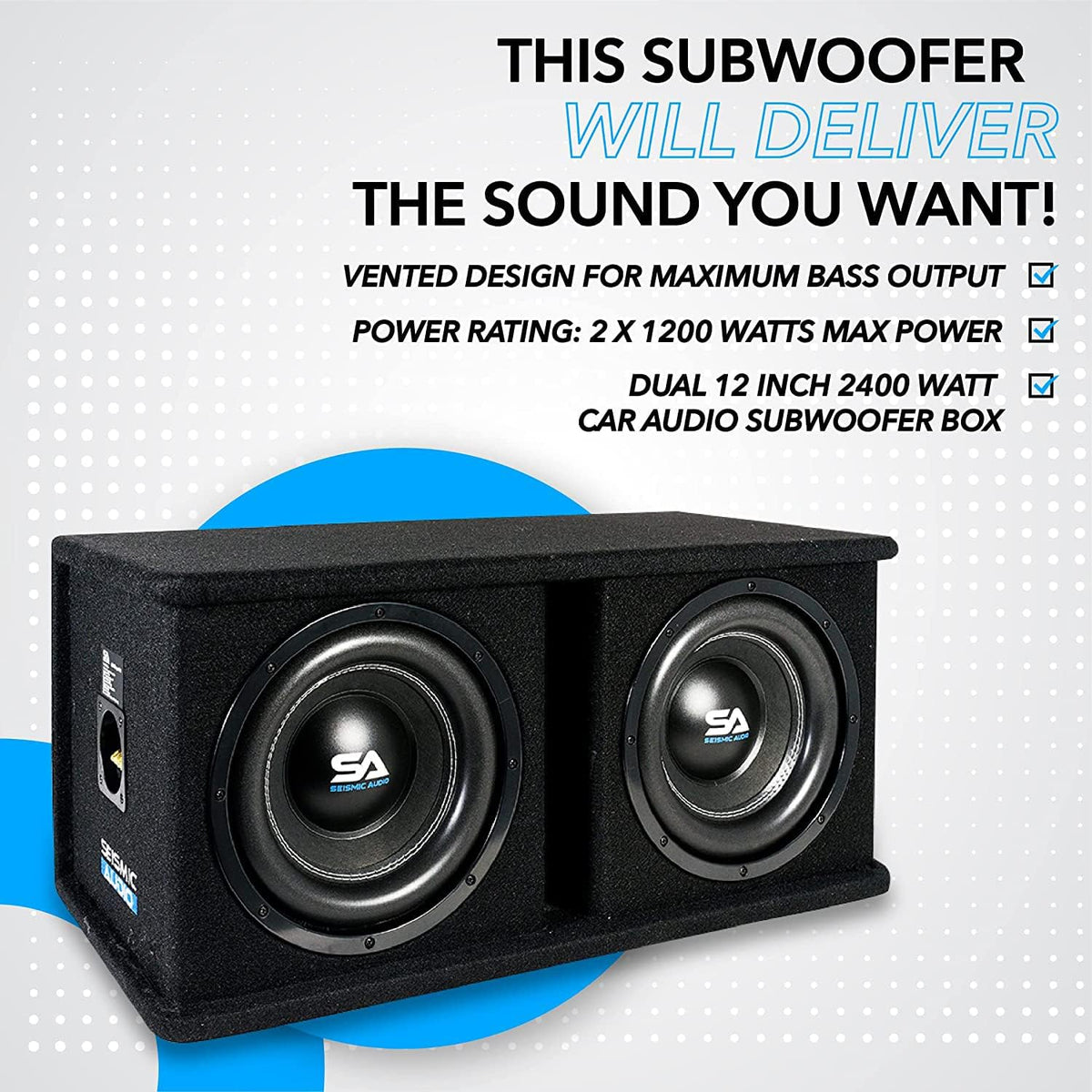 Dual 12 Inch 2400 Watt Car Audio Subwoofer Box Enclosure X727325