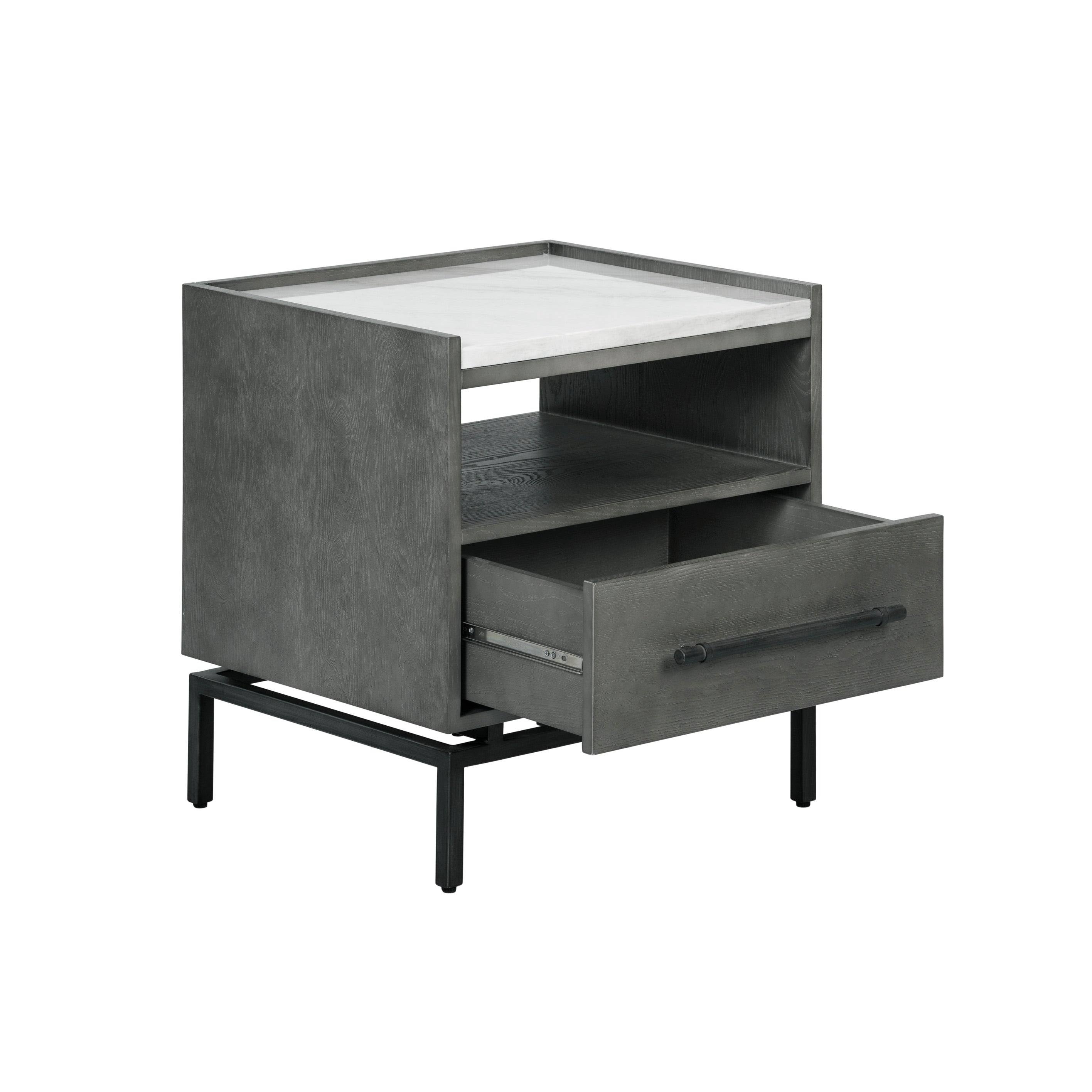Grey Ash Finish Bedside Table N592